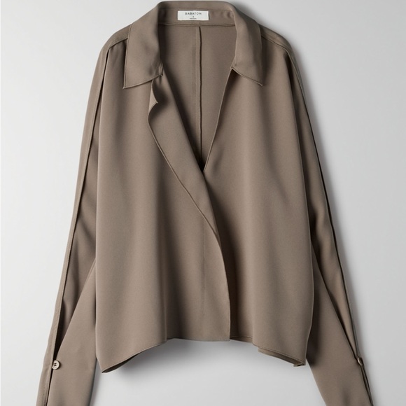 NWOT Aritzia Babaton Martin Blouse Stone Taupe - Size Medium - Picture 1 of 3